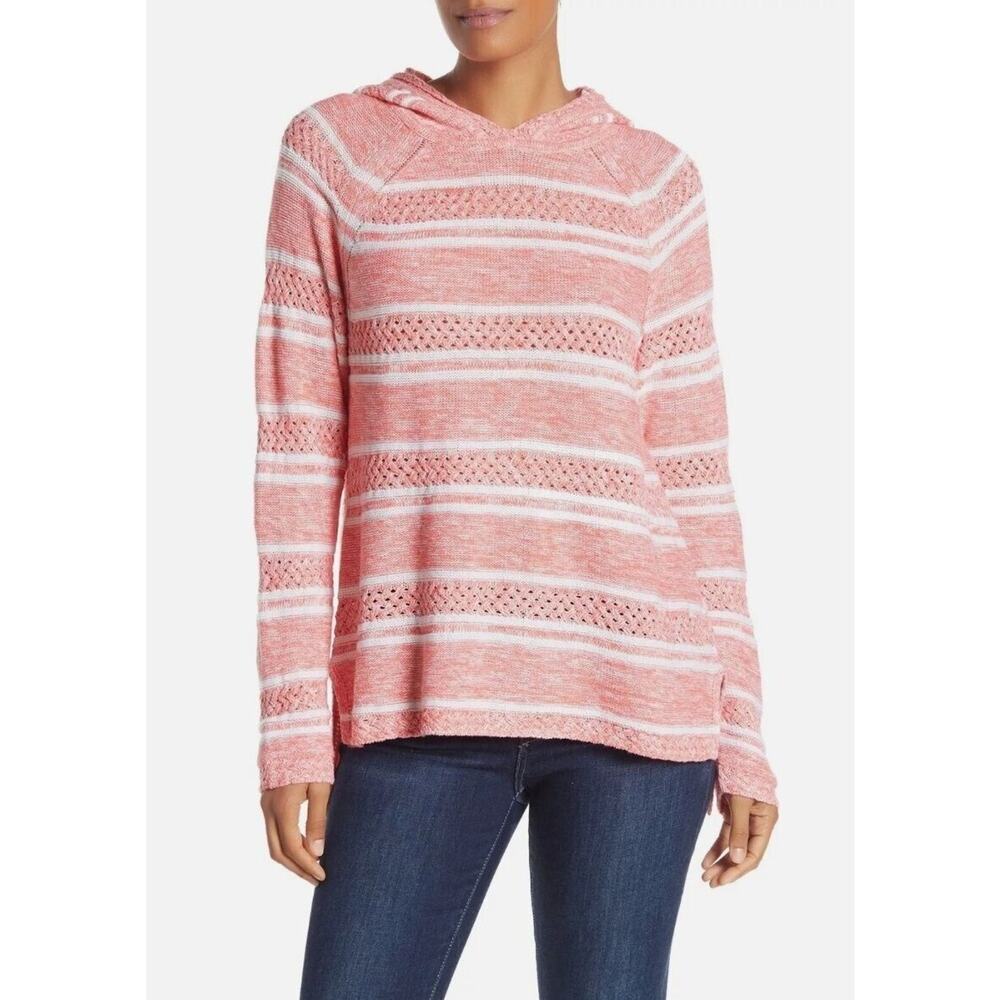 Tommy Bahama Linen Cotton Hooded Knit Sweater Anacapa Marled Sz S